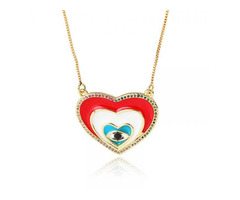 Heart Evil Eye Pendant With Chain on Wholesale