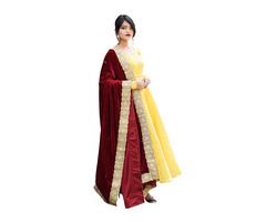 Buy Anarkali Suit with Velvet Dupatta Online - 3