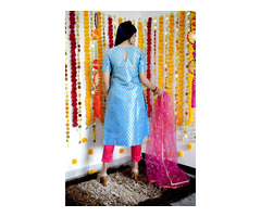 Buy Banarasi Kurta with Silk Bottom and Net Dupatta Online