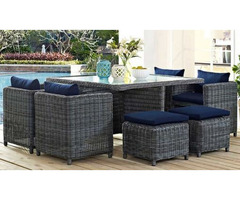 Summon 9 Piece Outdoor Patio Sunbrella Dining Set