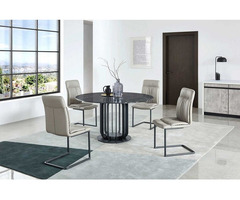 Tusca Modern Dining Set in Black & Gray/Silver