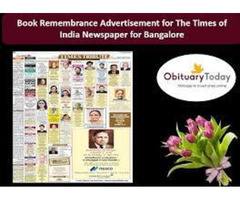 Get Times of India Bangalore Obituary Advertisement