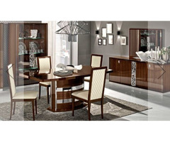 Roma Dining Room Set in Walnut High Gloss | Get.Furniture