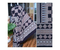 Ajrakh Modal Silk Saree Online - SSEthnics