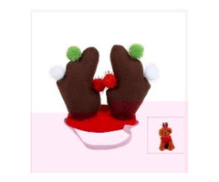Cute Red Pet Christmas Hat with Antlers Supplier