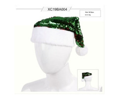 Supplier Christmas Green Glitter Non Woven Fabric Hat