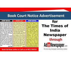 Court Notice Newspaper Ad Booking for Delhi