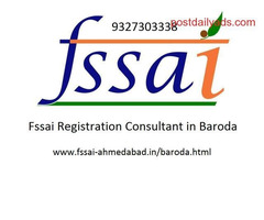 FSSAI registration consultancy service in Baroda