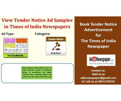 The Times of India Tender Notice Advertisement
