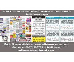 Lost and Found Ads for Times of India Newspaper