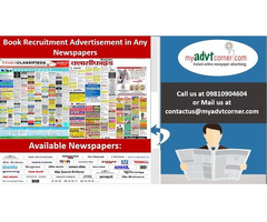 Recruitment Newspaper Ad Booking Online